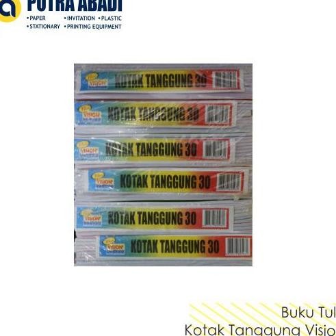 

Terlaris Buku Tulis Kotak Tanggung Vision 30 Lembar (Isi 10 Buku)