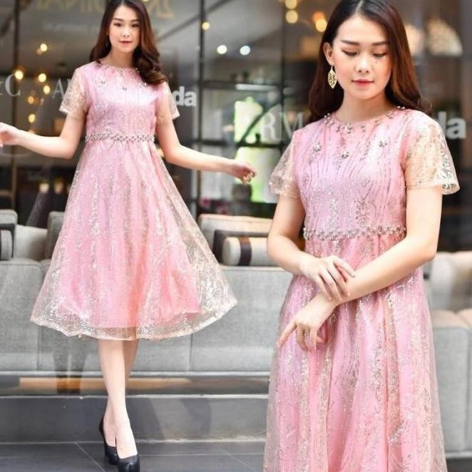 jku NEW DRESS PESTA WANITA KOREA GEREJA GAUN DEWASA BAJU NATAL IMLEK MURAH