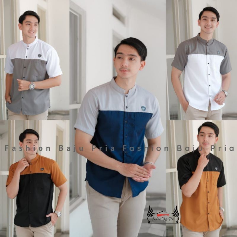 Baju Koko Terbaru 2025 Bju Muslim Lengan Panjang Pendek Hem Qoqo Remaja Slimfit Keren Kmja Lebaran L