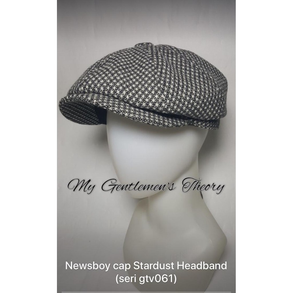 Topi Newsboy / Pet / Flatcap Grey Putih HARA