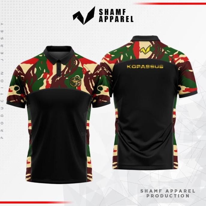 JERSEY KOPASSUS TNI KERAH DRI-FIT CUSTOM / LORENG KOPASSUS TEB