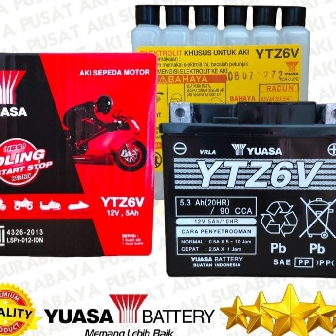 AKI MOTOR VARIO125,150,160,ADV 150 BEAT ISS, SCOOPY ISS YUASA YTZ6V