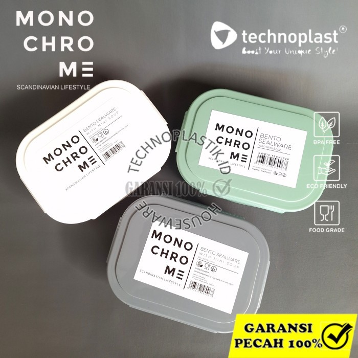 TERBATAS TECHNOPLAST Monochrome Bento Sealware / Kotak Bekal + Wadah Sop Mini