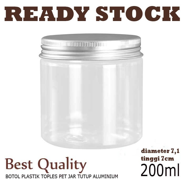 STOK TERBATAS Botol Plastik PET 200ml Wadah Pot Toples 200gram Jar 200 gram 200 ml