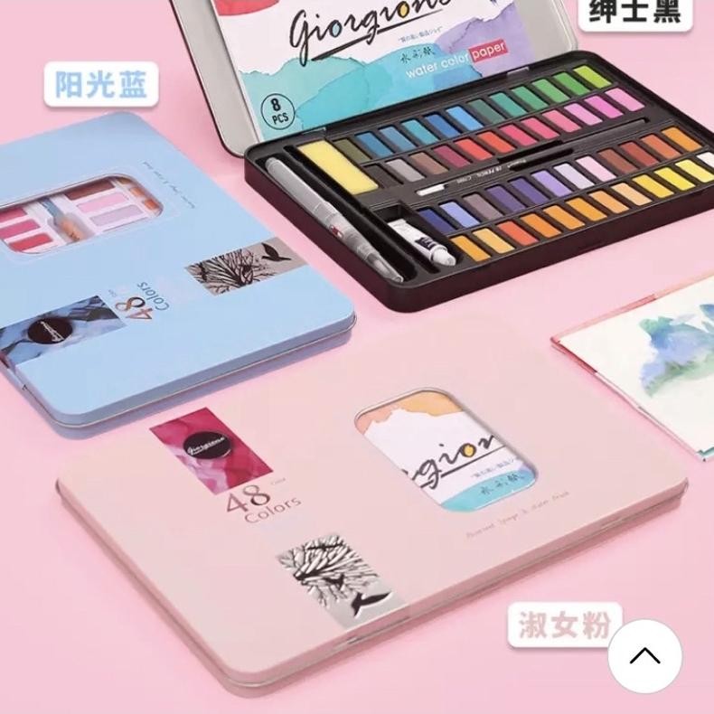 

VIRAL GIORGIONE 48 WARNA COLORS SOLID WATERCOLOR CAT AIR BOX SET KUAS LUKIS TREND