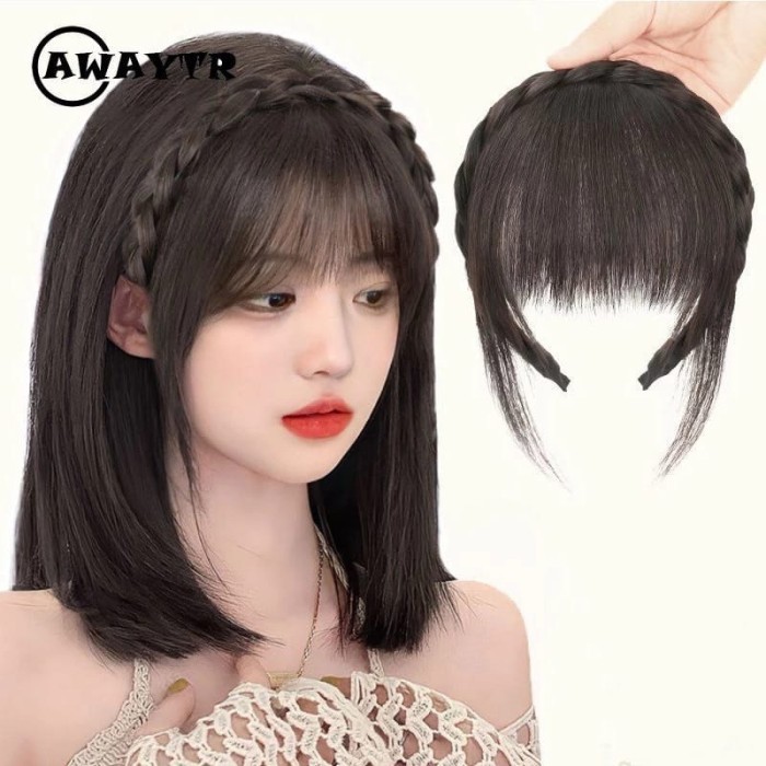 PERABOTRUMAHKU PONI BANDO KEPANG WIG PONI RAMBUT PALSU KEPANG TULANG IKAN HAIRKLIP BANDO PONI KOREA