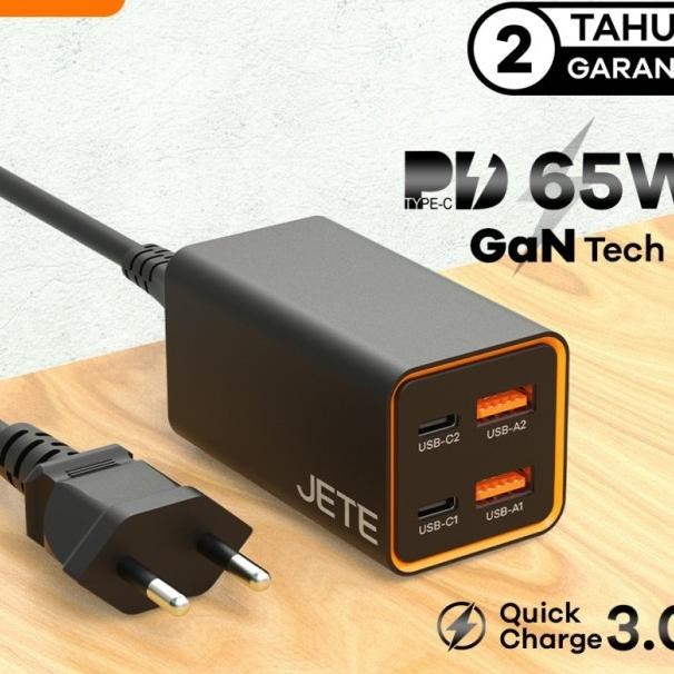 Jete E6 Adaptor Gan Charger 65Watt Fast Charging 4 Port 2 Usb 2 Typec