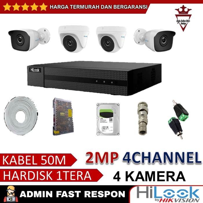 PAKET CCTV HILOOK 4 CHANEL 4 KAMERA LENGKAP HARDISK GARANSI