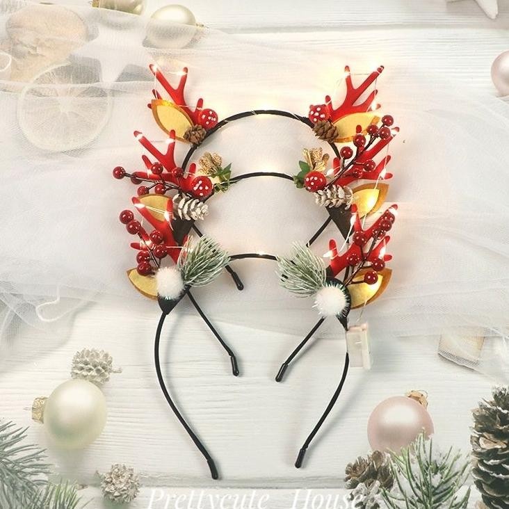 Bando Tanduk Rusa Glow In The Dark / Bando Natal Led / Bando Rusa Quality