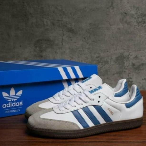 SEPATU ADIDAS SAMBA OG SNEAKERS PRIA BUKAN ORIGINAL BEST QUALITY BIRU - BIRU, 41