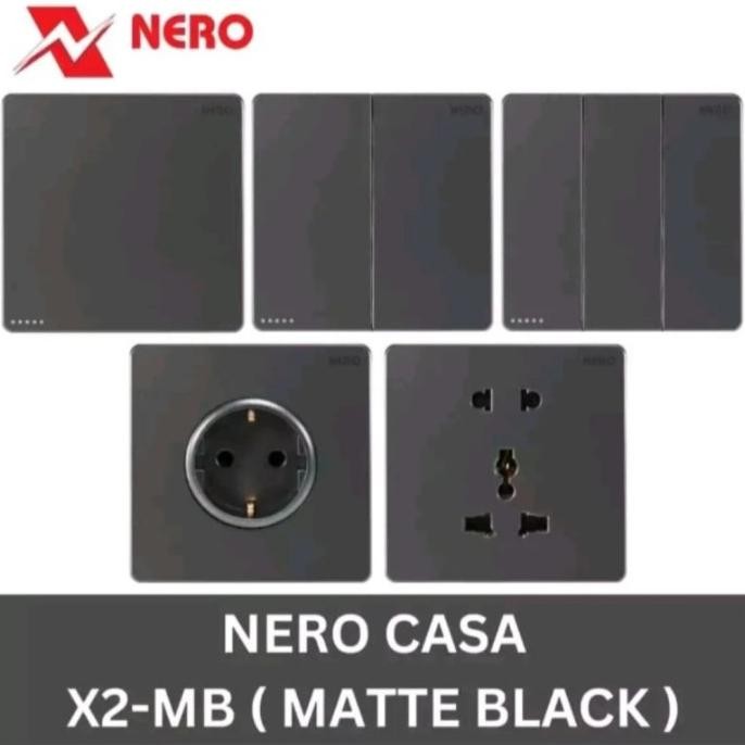 sale stop kontak nero saklar nero casa x2 matte black hitam