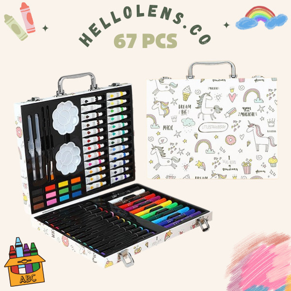 

Crayon set Koper 67 pcs Cat warna Perlengkapan Sekolah Menggambar Anak
