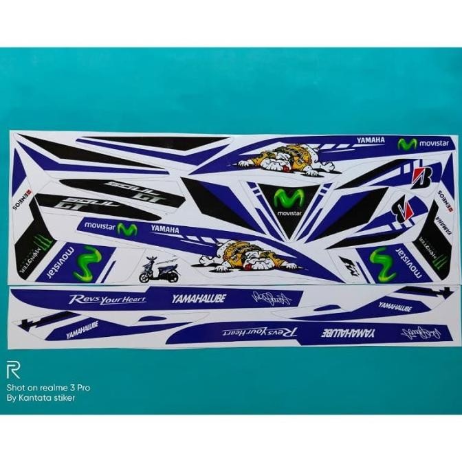 Terlaris Stiker Striping Motor Mio Soul Gt Movistar Biru