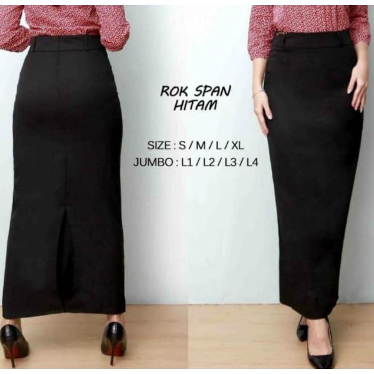 Rok Kerja Panjang Hitam Span Androk Wanita Bahan Formal Kantor Bikrunstore