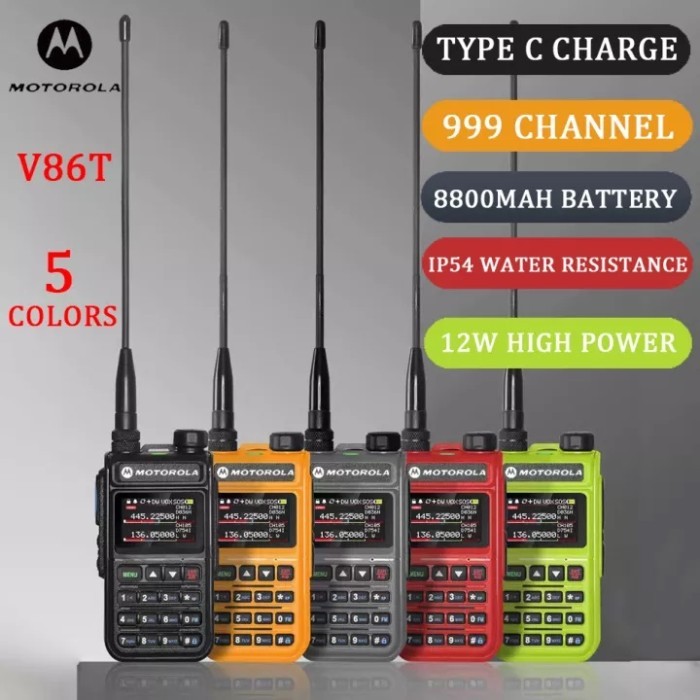 HT motorola v86t 999 channels u/v Dua arah Radio 12 watt walkie Talkie