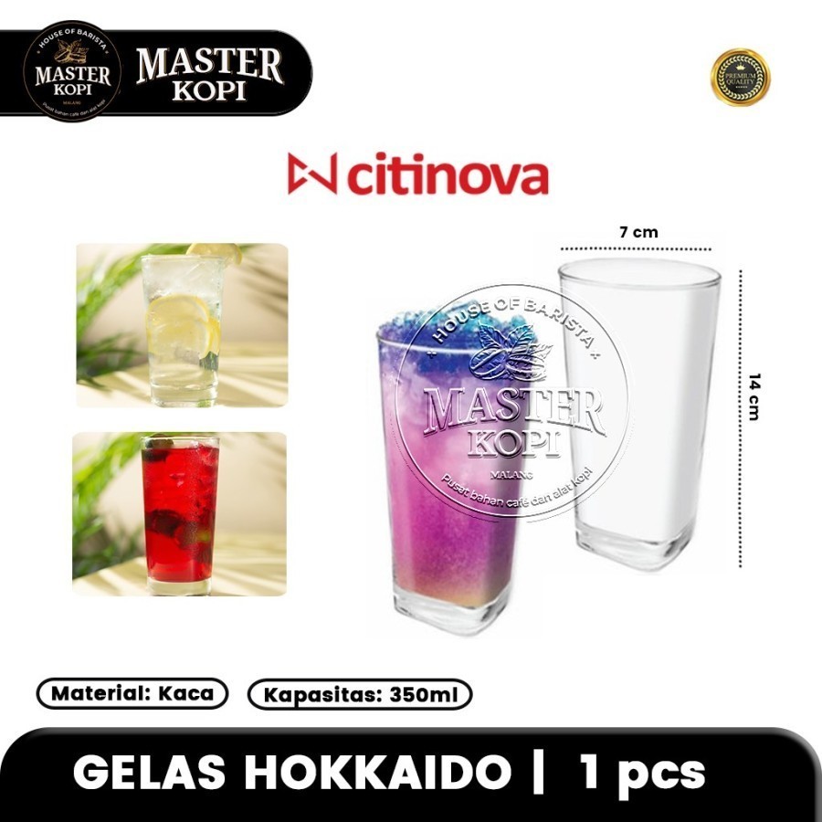 Gelas Kaca Hokkaido Citinova Gelas Kotak Minuman Kafe (1 pcs)
