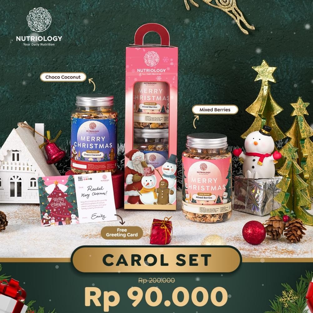 

rim hampers natal tahun baru granola nutriology carol set bingkisan parsel gift parcel hadiah cantik christmas new year