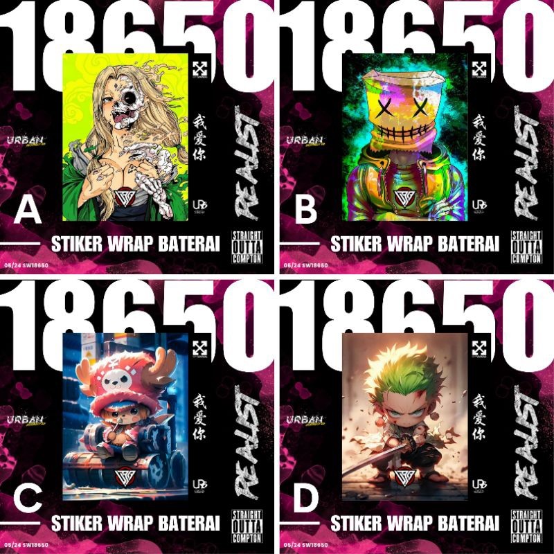 

*Fullbody* Urban Stiker Pelindung Baterai 18650 District Id Garskin Case/Stiker Premium Custom COD
