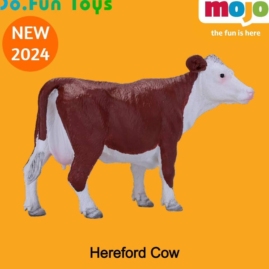 New 2024 Mojo Fun Animal Figurine | Hereford Cow / Mainan Niatur Sapi Hereford Betina
