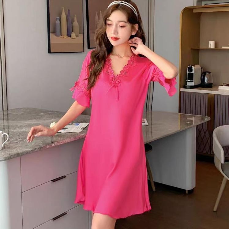 #1001 Baju Tidur Wanita Piyama Dewasa Wanita Aesthetic Rayon Anak Perempuan Satin /Cod/Baju Tidur Wa
