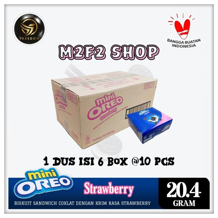 

Biskuit Oreo Mini Sandwich Strawberry Cream Stroberi 20,4 gr (Karton)