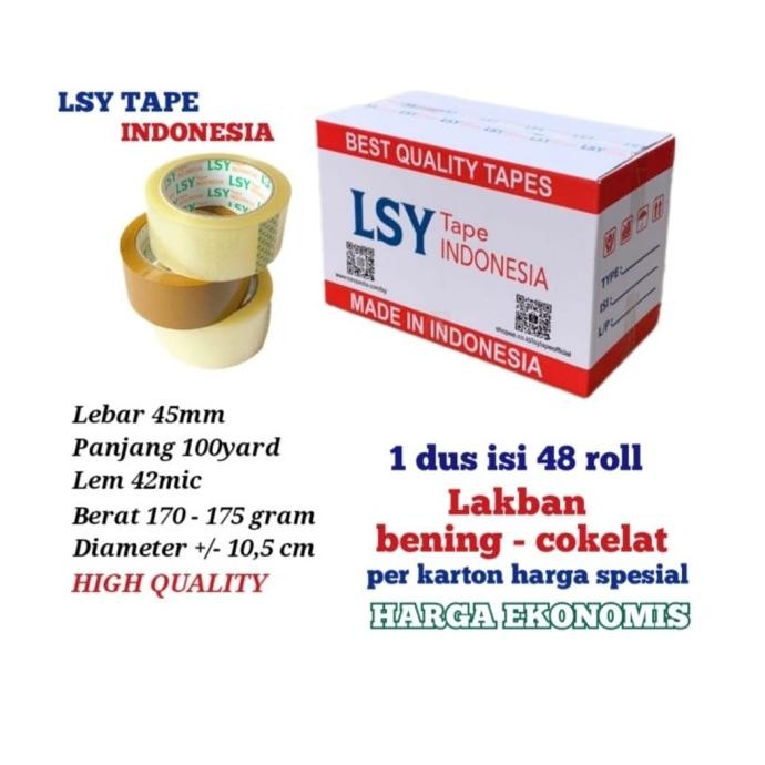 

lakban bening - cokelat termurah LSY TAPE 1 dus isi 48roll 100yard CHO 2112