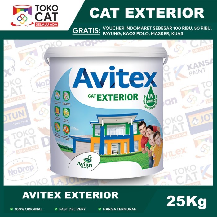 Cat Tembok Luar Avian Avitex Exterior Warna Putih 25 Kg Pail Cat Int