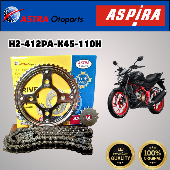 Gir Set Aspira K45 Motor Honda Cb 150 R , Cbr 150 Ori Gir Set + Rantai
