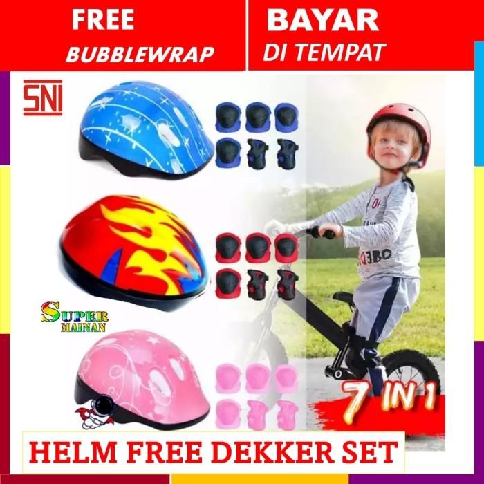 Helm Sepeda Anak Lipat Free Pelindung Lutut Anak 3 4 5 6 7 Tahun Set