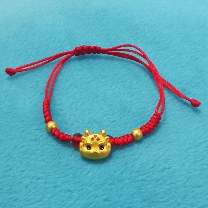 $$$$] gelang fengshui keberuntungan naga emas tali merah