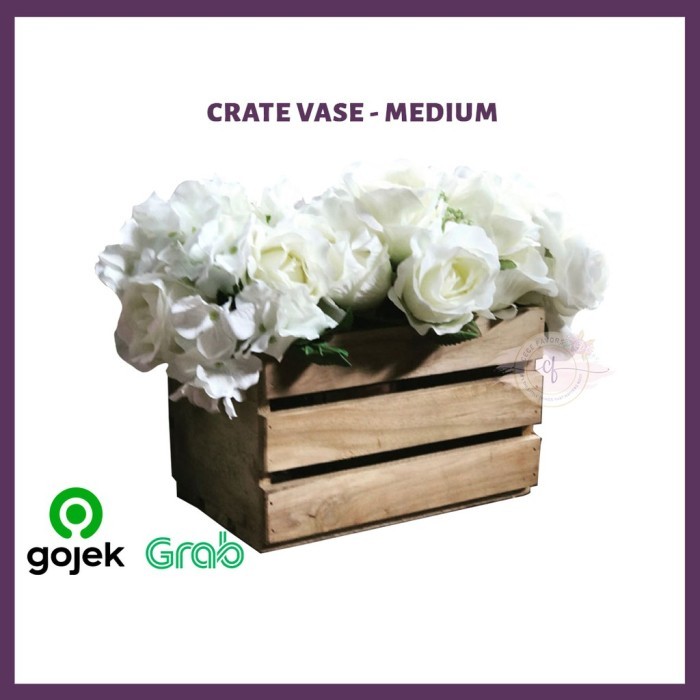 *$*$*$*$] Dekorasi Vintage Vas Bunga Kayu Peti Kayu Crate Vase - Medium