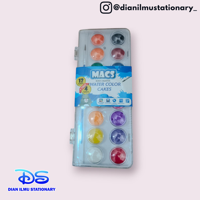 

*#*#*#*#] watercolor cakes cat air padat macs 12+4 warna