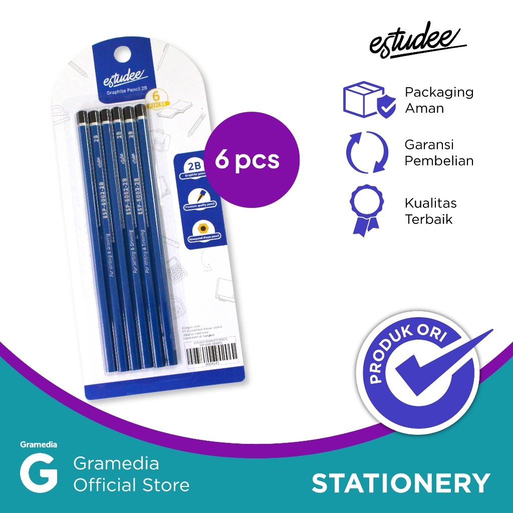 

Estudee Graphite Pencil Esp6002 2B/6Pcs