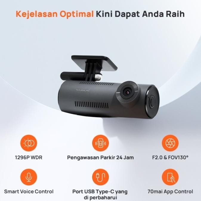 TERLARIS - 70mai Dash Cam M300 1296P FOV 140 Night Vision 70mai M300 Garansi