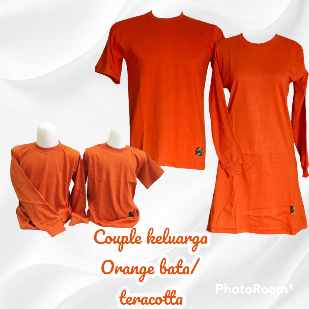 S-XXXL Kaos Polos Orange Oblong Couple Muslimah Seragam Olahraga/Santai/Outbond/Reuni Orange Bata
