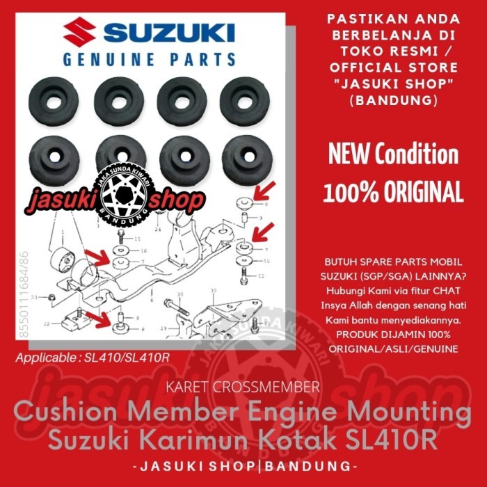 CUSHION KARET CROSSMEMBER CROSS MEMBER ENGINE MOUNTING MONTING SUZUKI KARIMUN KOTAK SL410R ASLI ORI