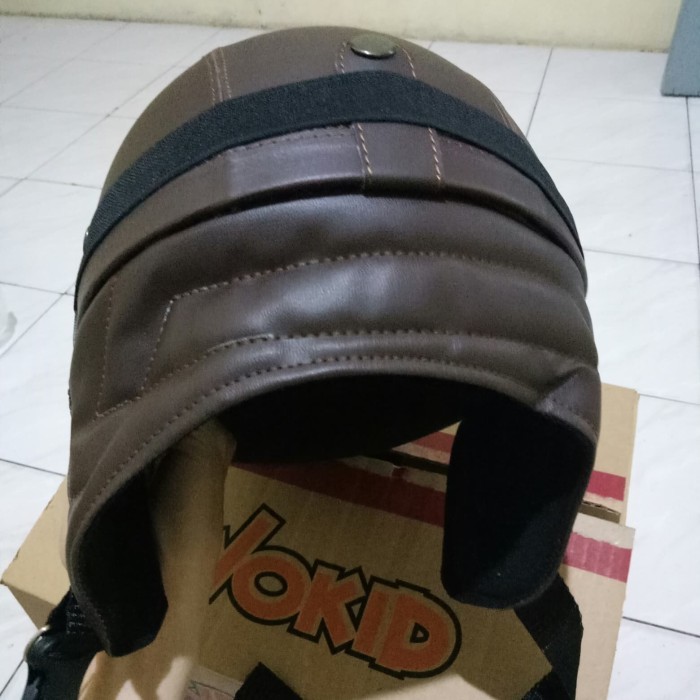 HELM CLASSIC CHIPS COKLAT KULIT