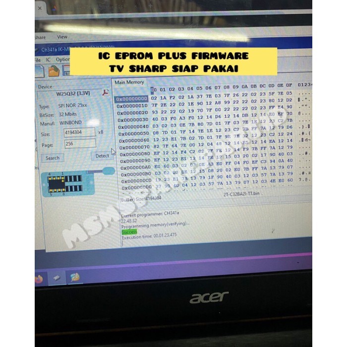 IC EPROM PLUS FIRMWARE TV SHARP SIAP PAKAI