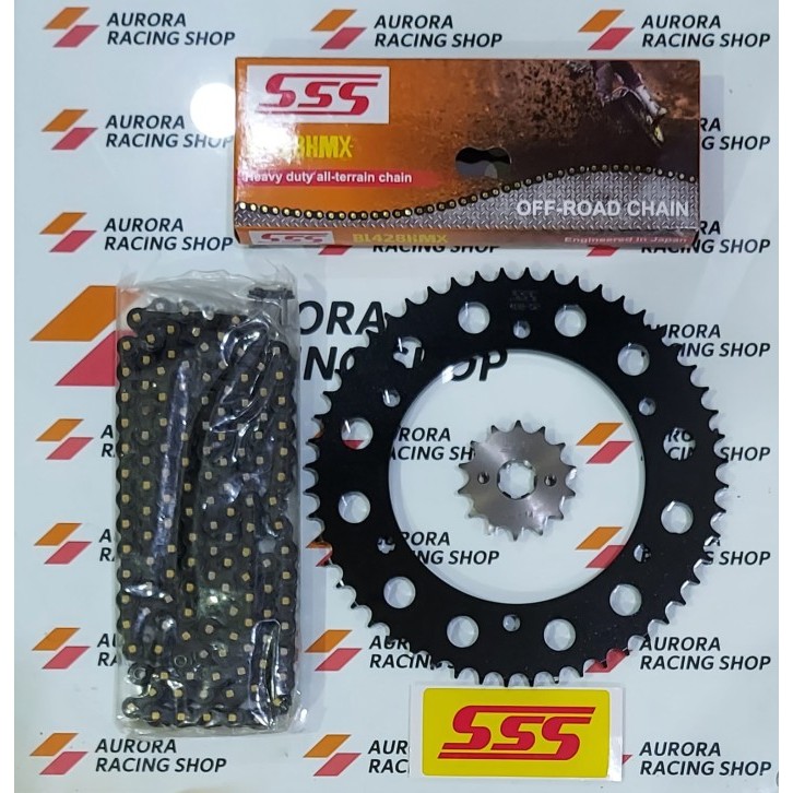 Gear Set Sss Black Wr 155 & Rantai Sss 428 Hmx Black