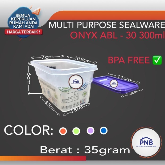 PROMO SEALWARE 300ML ABL-30 ONYX/KOTAK SERBAGUNA/WADAH PLASTIK