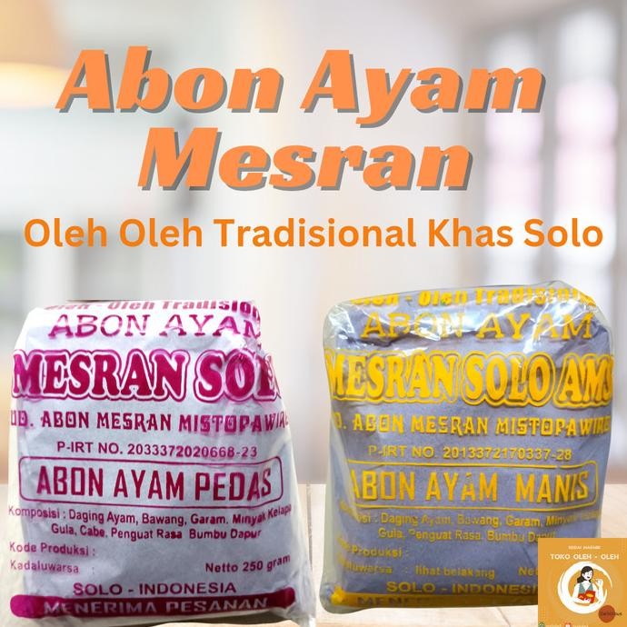 

Abon Sapi Ayam Mesran Oleh Oleh Tradisional Asli Solo