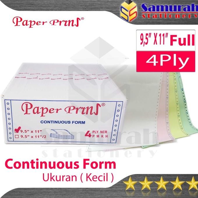 

TERMURAH - Kertas Continuous Form Paper Prins 9,5 x 11 full Atau Bagi 2 / K 4 Ply