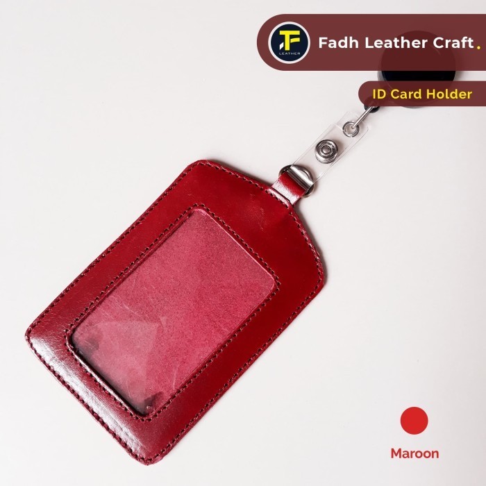 

Andra - Id Card Holder Kulit Asli Name Tag Kulit Gantungan Yoyo Maroon