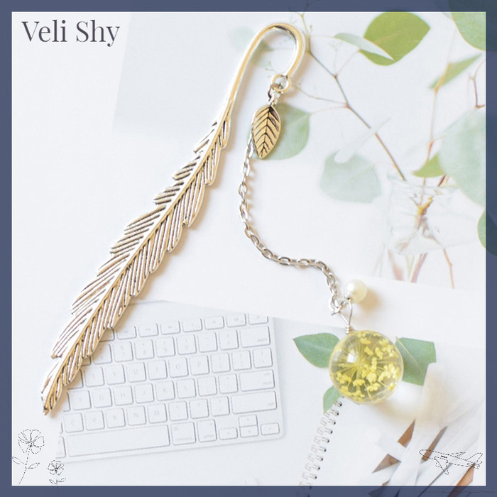 

Andra - Perlengkapan Alat Tulis Pembatas Buku Logam, Liontin Spesimen Bunga