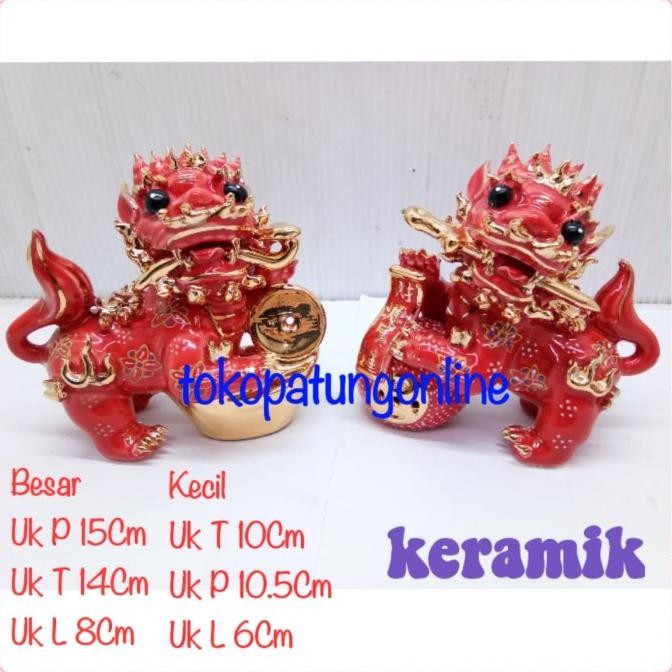 

Ready Patung Chilin Kirin keramik Premium Merah kecil