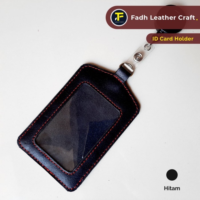 

Andra - Id Card Holder Kulit Asli Name Tag Kulit Gantungan Yoyo Hitam
