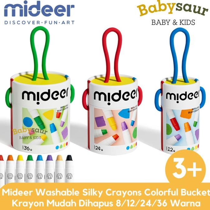 

Sale Mideer Washable Silky Crayon Bucket 24 / 36 Warna Krayon Mewarnai Anak