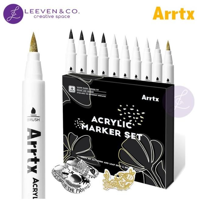 

Sale Arrtx Acrylic Marker Set Brush Tip 10 Pcs Bw Series