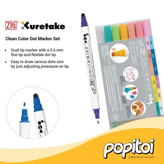 

Sale Zig Kuretake Clean Color Dot Dual Tip Marker 4 6 12 Set Metallic