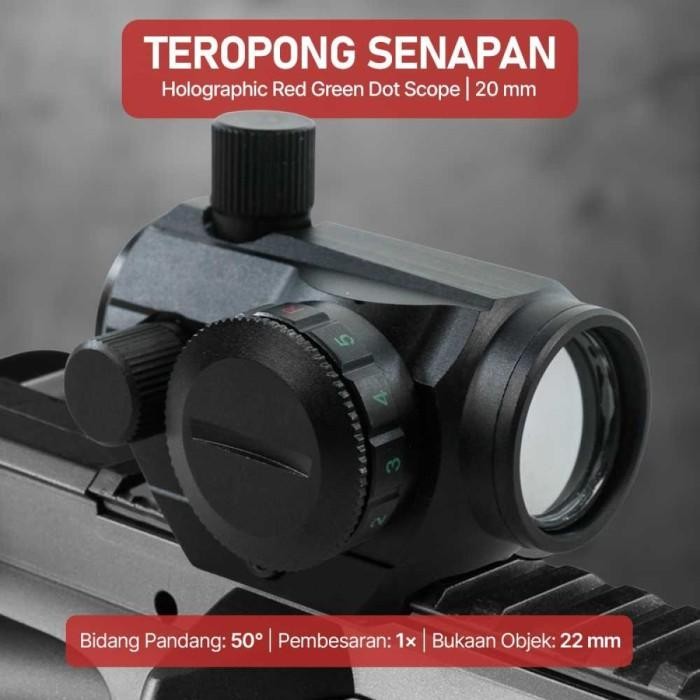 Kekeran Teropong Holographic Red Green Dot Scope 1 Zoom RailMount 20mm Premium